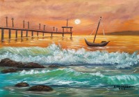 "Izgrev nad burgaskiya most maslena kartina", Valentina Kostadinova  | Dea Art