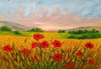 "Makove sred zhitno pole maslena kartina", Valentina Kostadinova  | Dea Art