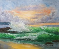 "Morski izgrev i valni maslena kartina", Valentina Kostadinova  | Dea Art