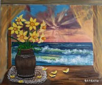 "Nartsisi na pervaza morski pejzazh", Valentina Kostadinova  | Dea Art
