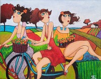 "Tri priyatelki na kolela sred prirodata", Aneta Georgieva Bakardzhieva | Dea Art