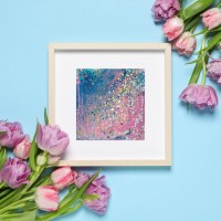 "Kartichka „More, Zlaten pyasak i rozovi sanishta“ Abstract Sea Postcard", Traksi art | Dea Art