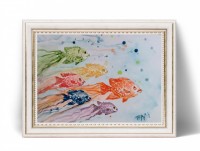"Shtastlivi Ribki – Tsvetna Akvarelna Kartina Happy Fishes", Traksi art | Dea Art