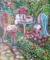 "Gradina Tsvetya Leten Pejzazh s Kote Summer Landscape with Garden and Cat", Traksi art | Dea Art