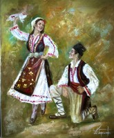 "Zapazena e. Kartina s masleni boi “Narodni tantsi”55/46", Denitsa Garelova | Dea Art
