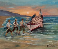 "Рибари в морето маслена картина", Валентина Костадинова  | Дея Арт
