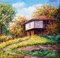 "Картина пейзаж със старинна къща - Спомен за бащината къща", Арт галерия в София -  Даниела Стойкова | Дея Арт