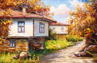 Пейзаж с възрожденски къщи - Духът на българските традиции